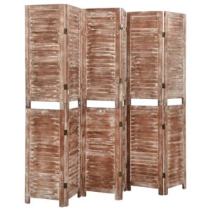 VidaXL 6-tlg. Raumteiler Braun 210x165 cm Massivholz Paulownia