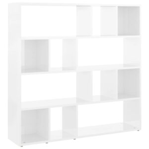 VidaXL Bücherregal/Raumteiler Hochglanz-Weiß 105x24x102 cm