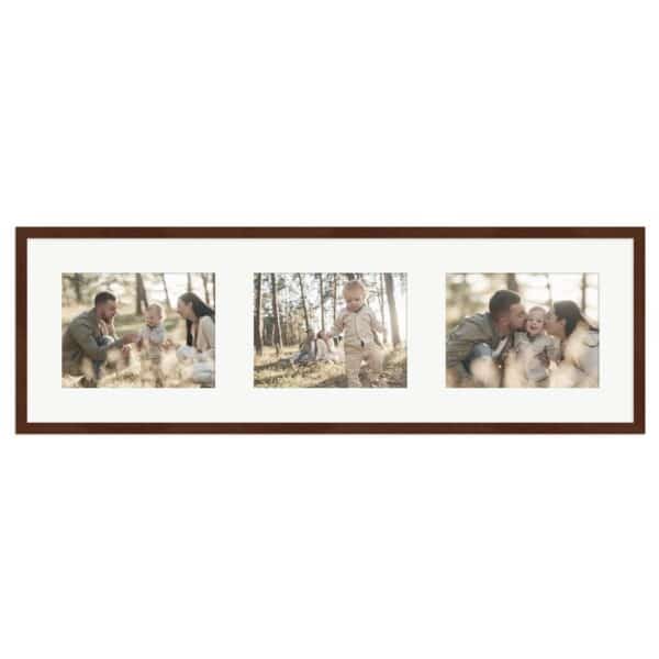 WANDStyle Galerierahmen G950 in Nussbaum 25 x 80 cm für 3 Bilder im Format 15 x 20 cm