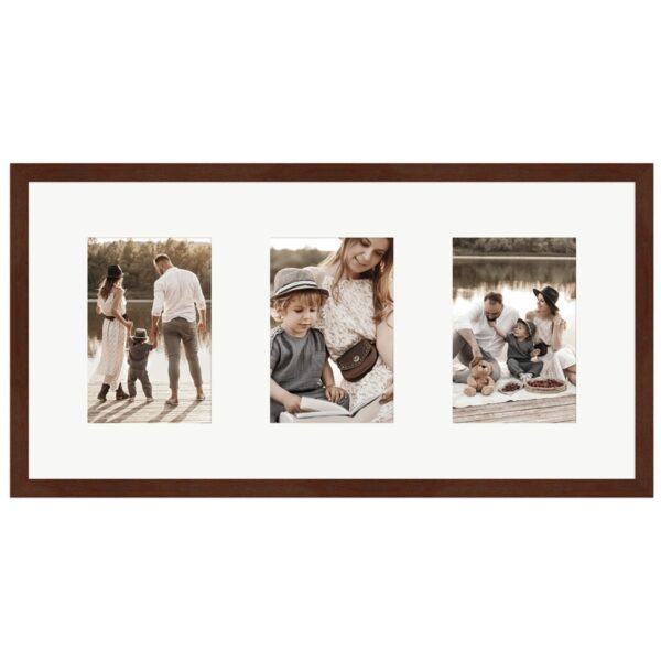 WANDStyle Galerierahmen G950 in Nussbaum-Optik 25 x 50 cm für 3 Bilder im Format 10 x 15 cm