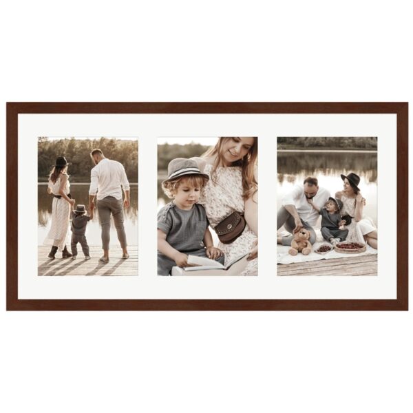 WANDStyle Galerierahmen G950 in Nussbaum-Optik 25 x 50 cm für 3 Bilder im Format 13 x 18 cm