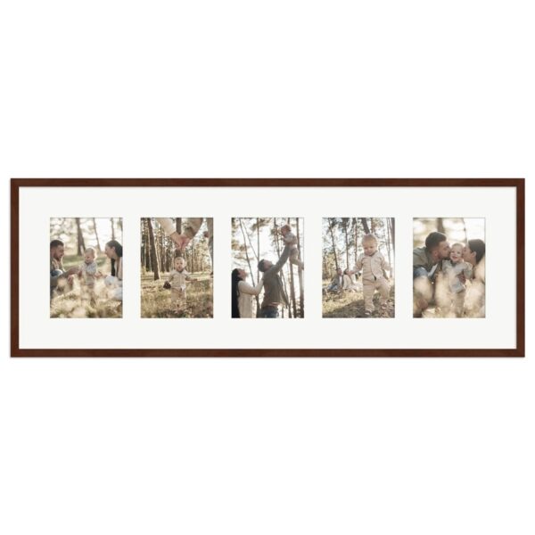 WANDStyle Galerierahmen G950 in Nussbaum-Optik 30 x 90 cm für 5 Bilder im Format 13 x 18 cm
