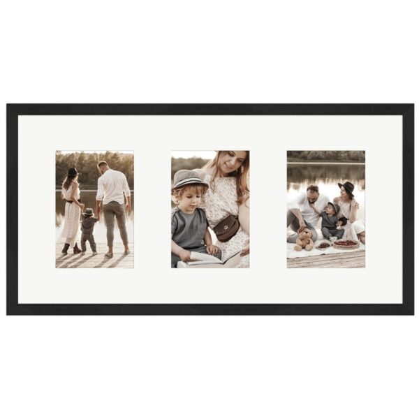 WANDStyle Galerierahmen G950 in Schwarz Gemasert 25 x 50 cm für 3 Bilder im Format 10 x 15 cm