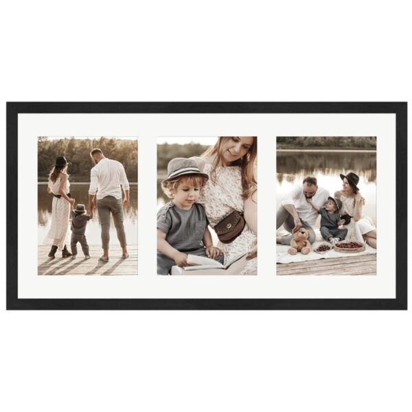 WANDStyle Galerierahmen G950 in Schwarz Gemasert 25 x 50 cm für 3 Bilder im Format 13 x 18 cm