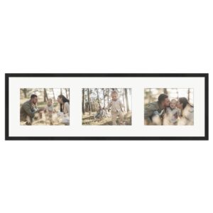 WANDStyle Galerierahmen G950 in Schwarz Gemasert 25 x 80 cm für 3 Bilder im Format 15 x 20 cm