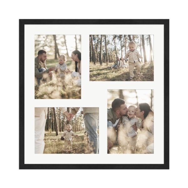 WANDStyle Galerierahmen G950 in Schwarz Gemasert 40 x 40 cm für 4 Bilder im Format 13 x 18 cm