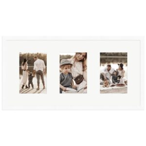 WANDStyle Galerierahmen G950 in Weiß Gemasert 25 x 50 cm für 3 Bilder im Format 10 x 15 cm