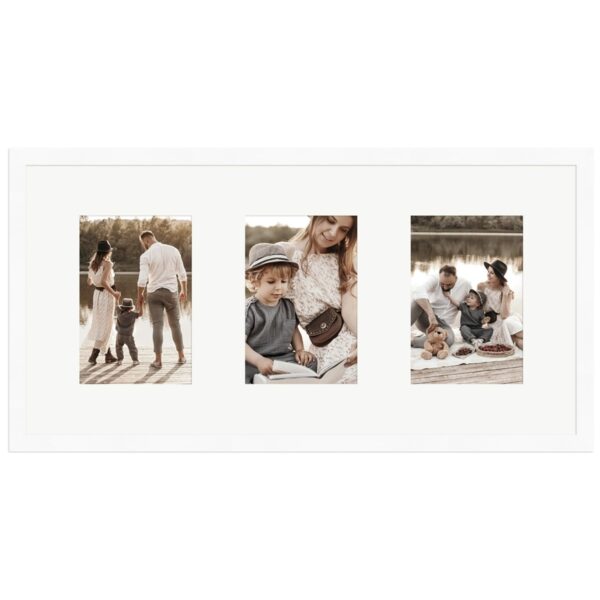 WANDStyle Galerierahmen G950 in Weiß Gemasert 25 x 50 cm für 3 Bilder im Format 10 x 15 cm