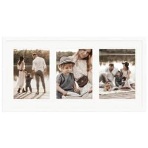 WANDStyle Galerierahmen G950 in Weiß Gemasert 25 x 50 cm für 3 Bilder im Format 13 x 18 cm