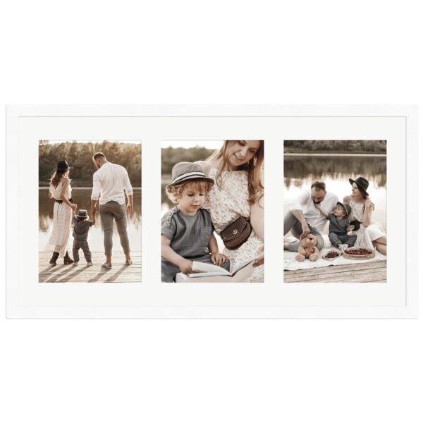 WANDStyle Galerierahmen G950 in Weiß Gemasert 25 x 50 cm für 3 Bilder im Format 13 x 18 cm