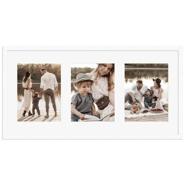WANDStyle Galerierahmen G950 in Weiß Gemasert 30 x 60 cm für 3 Bilder im Format 15 x 20 cm