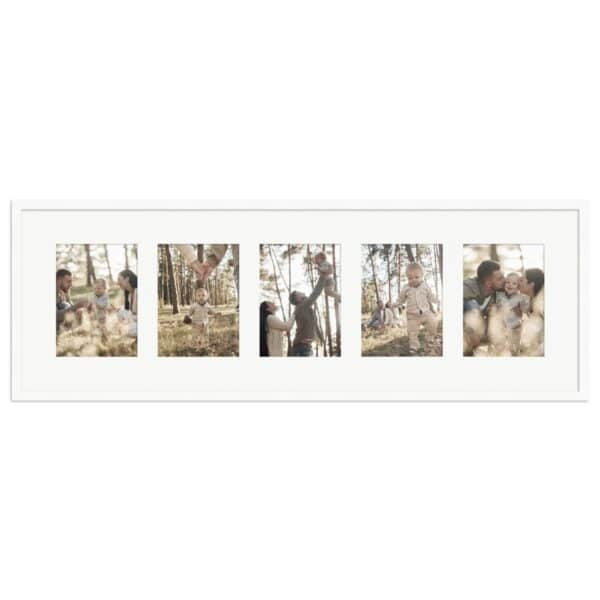 WANDStyle Galerierahmen G950 in Weiß Gemasert 30 x 90 cm für 5 Bilder im Format 13 x 18 cm