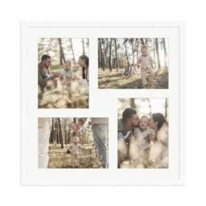 WANDStyle Galerierahmen G950 in Weiß Gemasert 40 x 40 cm für 4 Bilder im Format 13 x 18 cm