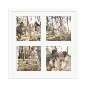 WANDStyle Galerierahmen G950 in Weiß Gemasert 40 x 40 cm für 4 Bilder im Format 15 x 15 cm