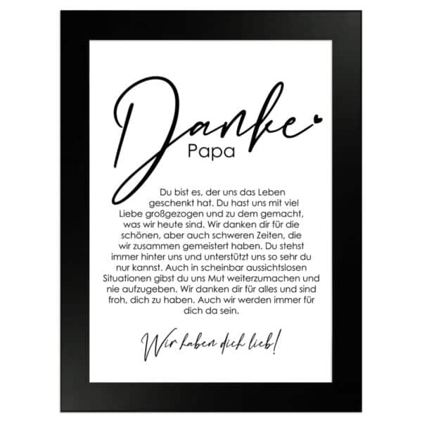 WANDStyle Gerahmtes Poster Danke Papa 13 x 18 cm Geschenkidee für Mehrere Personen