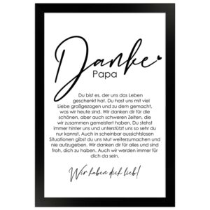 WANDStyle Gerahmtes Poster Danke Papa 20 x 30 cm Geschenkidee für Mehrere Personen