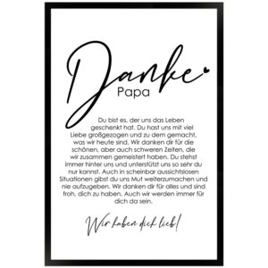 WANDStyle Gerahmtes Poster Danke Papa 40 x 60 cm Geschenkidee für Mehrere Personen