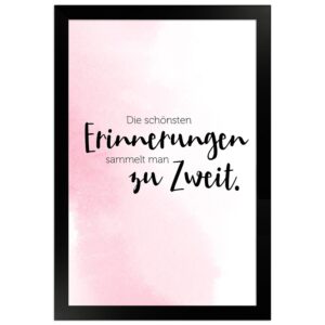 WANDStyle Gerahmtes Poster mit Spruch Erinnerungen Zu Zweit in Rosa 20 x 30 cm