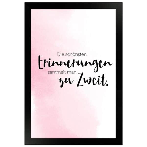 WANDStyle Gerahmtes Poster mit Spruch Erinnerungen Zu Zweit in Rosa 20 x 30 cm