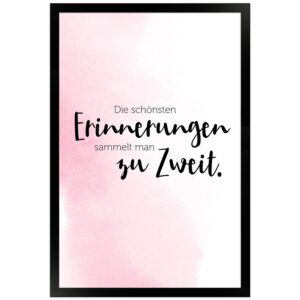 WANDStyle Gerahmtes Poster mit Spruch Erinnerungen Zu Zweit in Rosa 30 x 45 cm