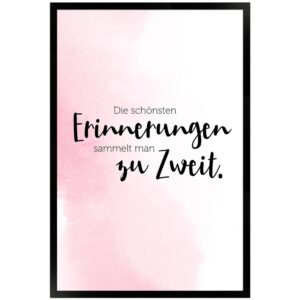 WANDStyle Gerahmtes Poster mit Spruch Erinnerungen Zu Zweit in Rosa 40 x 60 cm