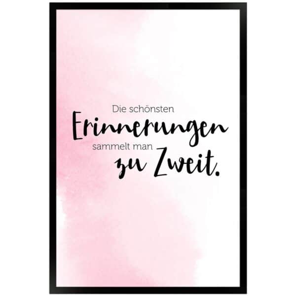 WANDStyle Gerahmtes Poster mit Spruch Erinnerungen Zu Zweit in Rosa 40 x 60 cm