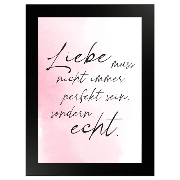 WANDStyle Gerahmtes Poster mit Spruch Liebe Echt in Rosa 13 x 18 cm