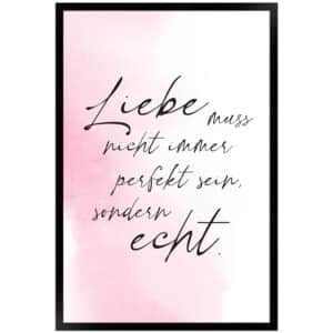 WANDStyle Gerahmtes Poster mit Spruch Liebe Echt in Rosa 40 x 60 cm