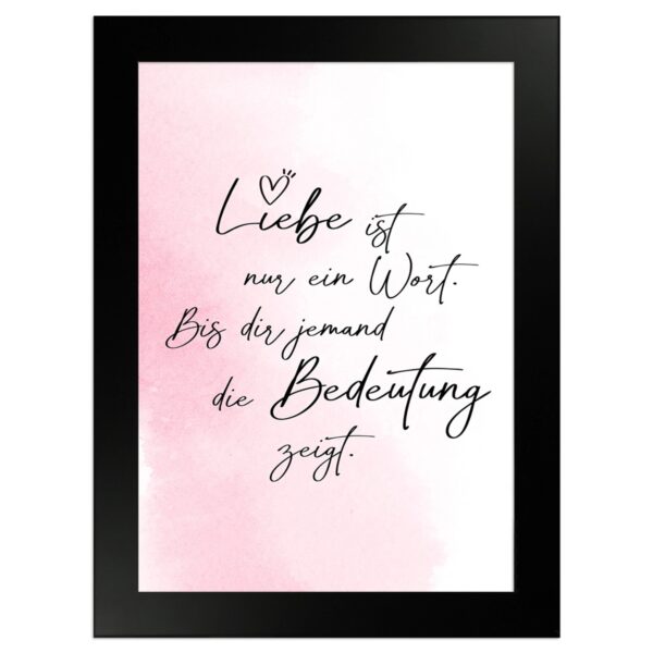 WANDStyle Gerahmtes Poster mit Spruch Liebe Ist Ein Wort in Rosa 13 x 18 cm