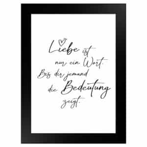 WANDStyle Gerahmtes Poster mit Spruch Liebe Ist Ein Wort in Weiß 13 x 18 cm