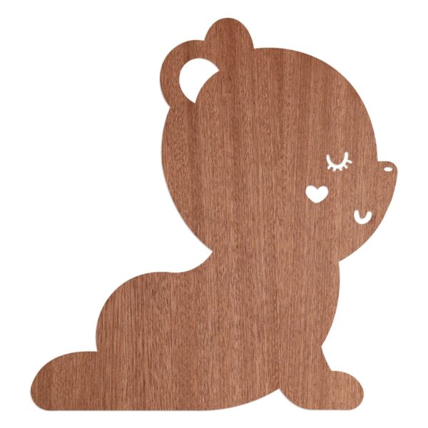 WANDStyle Wanddeko aus Holz Bär 42 x 45 cm in der Farbe Mahagoni Furnier