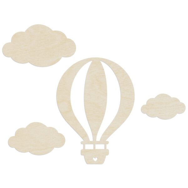 WANDStyle Wanddeko aus Holz Ballon mit Wolken 54