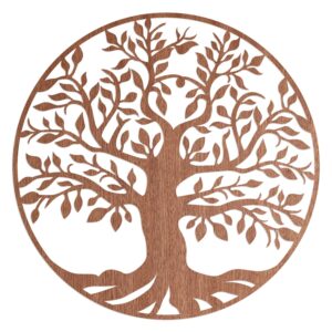 WANDStyle Wanddeko aus Holz Baum des Lebens 30 x 30 cm in der Farbe Mahagoni Furnier