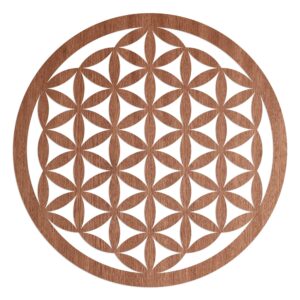 WANDStyle Wanddeko aus Holz Blume des Lebens 20 x 20 cm in der Farbe Mahagoni Furnier