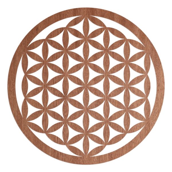 WANDStyle Wanddeko aus Holz Blume des Lebens 20 x 20 cm in der Farbe Mahagoni Furnier