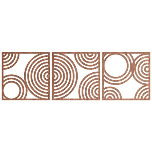 WANDStyle Wanddeko aus Holz Kreise 3-teilig 141 x 45 cm in der Farbe Mahagoni Furnier