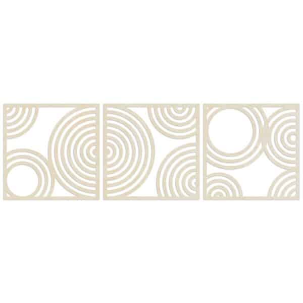 WANDStyle Wanddeko aus Holz Kreise 3-teilig 171 x 55 cm in der Farbe Pappel