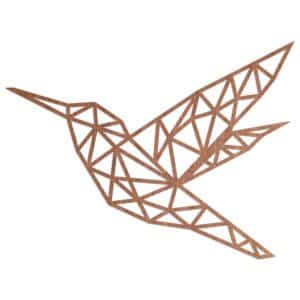 WANDStyle Wanddeko aus Holz Origami Kolibri 53 x 40 cm in der Farbe Mahagoni Furnier