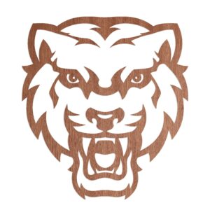 WANDStyle Wanddeko aus Holz Tiger 40 x 44 cm in der Farbe Mahagoni Furnier