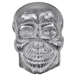Womo-Design Deko Skull Totenkopf 42x30 cm Silber Glänzend Wandskulptur Aluminium