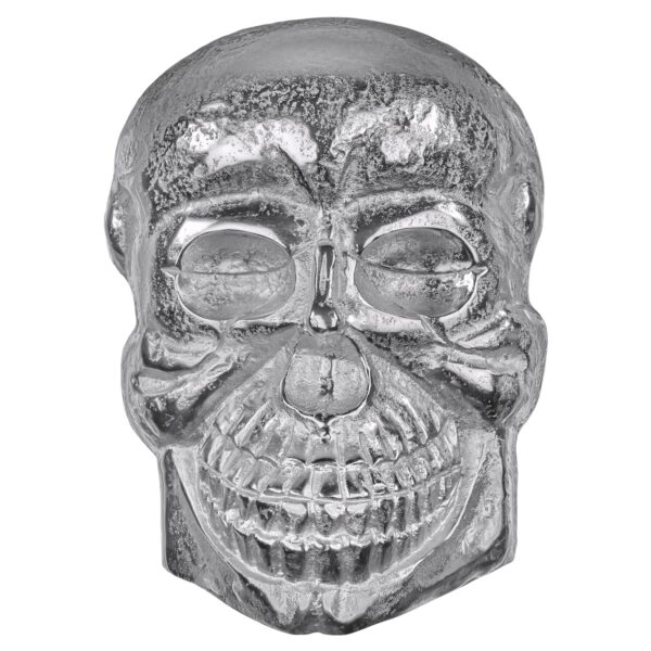Womo-Design Deko Skull Totenkopf 42x30 cm Silber Glänzend Wandskulptur Aluminium