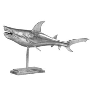 Womo-Design Hai-Skulptur mit Standfuß 106x36x61cm Unikat aus Poliertes Aluminium