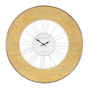Womo-Design XXL Große Wanduhr Alfheim Rund 85 cm Weiß-Natur aus Holz-Metall