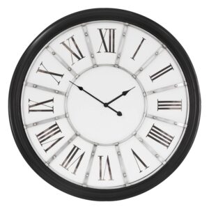 Womo-Design XXL Große Wanduhr Göteborg Rund 71 cm Weiß-Schwarz Holz-Metall