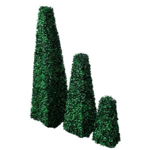 furnicato Buchsbaum-Set 3 tlg. Künstlich Formschnitt Pyramide