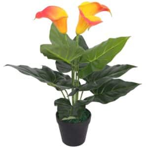 furnicato Künstliche Calla-Lilie mit Topf 45 cm Rot und Gelb