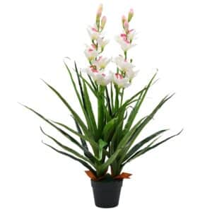 furnicato Künstliche Cymbidium Orchideenpflanze mit Topf 100 cm Grün