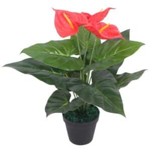 furnicato Künstliche Flamingoblume mit Topf 45 cm Rot und Gelb
