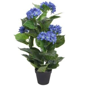 furnicato Künstliche Hortensie mit Topf 60 cm Blau