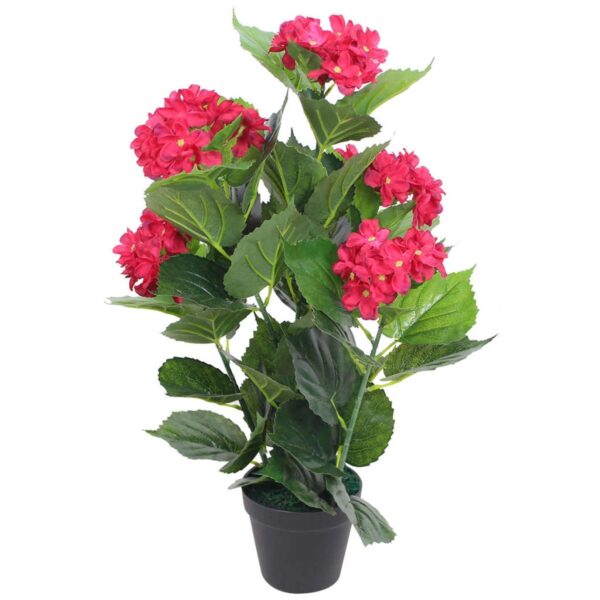 furnicato Künstliche Hortensie mit Topf 60 cm Rot